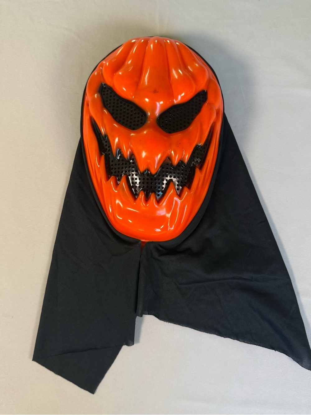 Orange Pumpkin Horror Kids Costume Mask with Black Hood